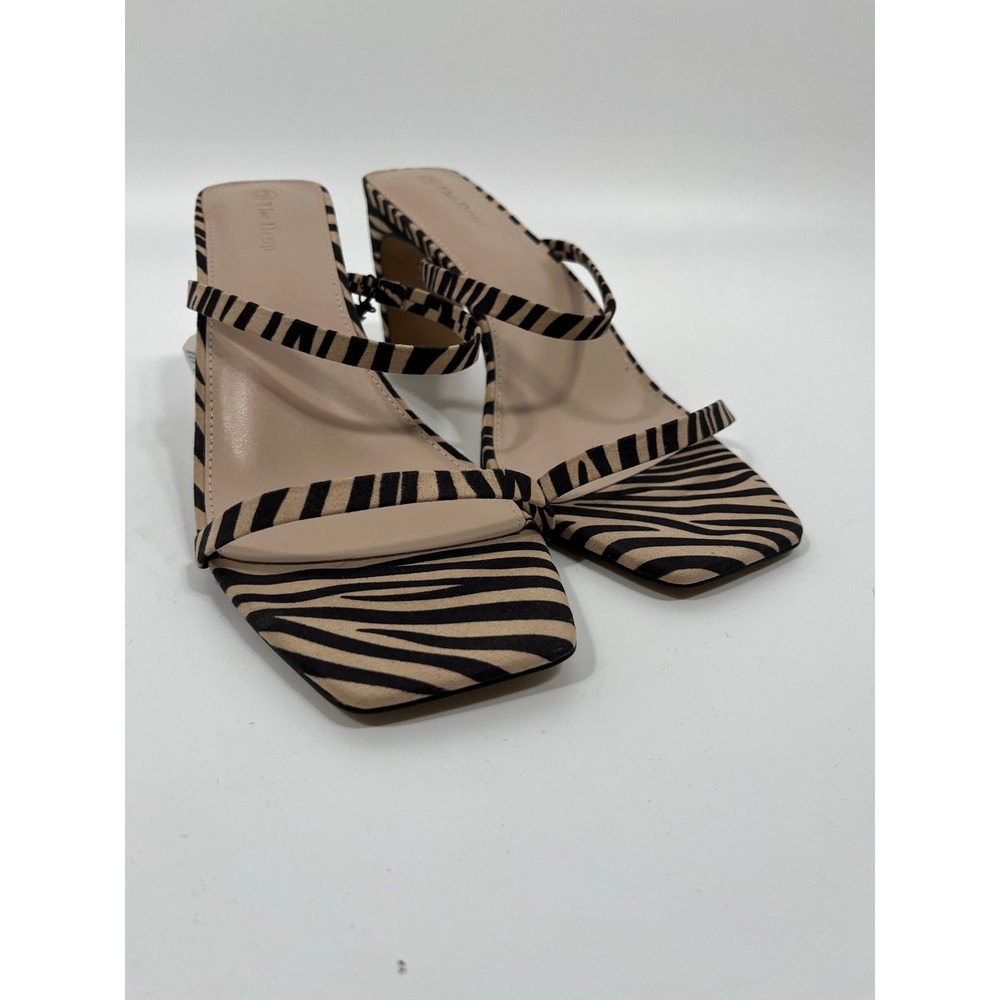 Womens Heels 12 Beige Stripe Zebra Print Formal Event Wedding Guest Chic - Picture 3 of 9
